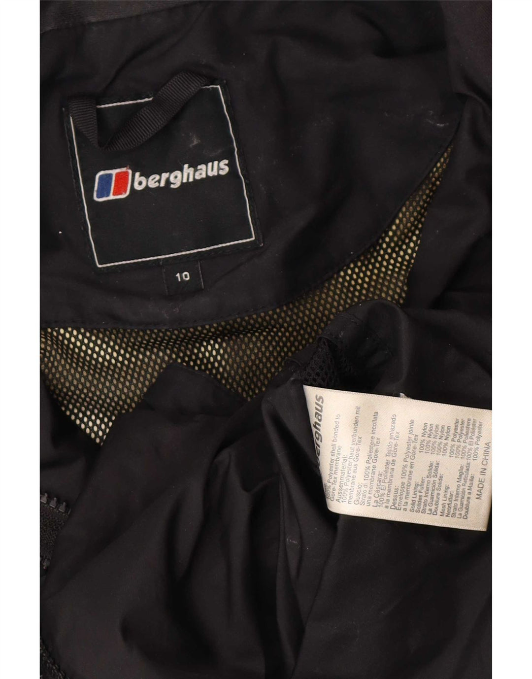 Damska kurtka przeciwdeszczowa z kapturem oversize Berghaus UK 10, mała, czarna, poliester