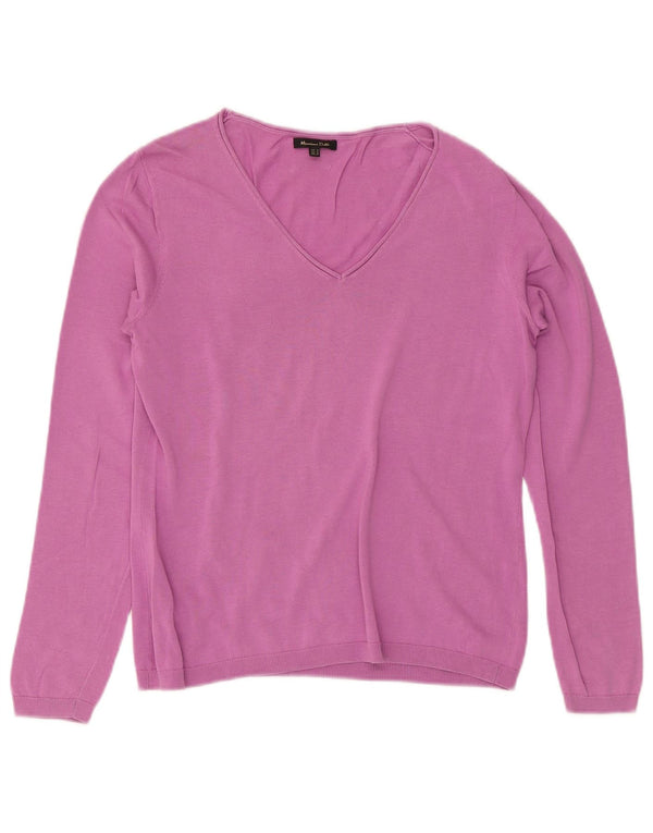 Sweter damski Massimo Dutti z dekoltem w kształcie litery V, UK 14, średni róż