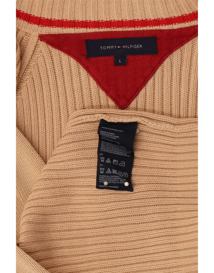 Sweter męski Tommy Hilfiger, duży, beżowy, bawełniany