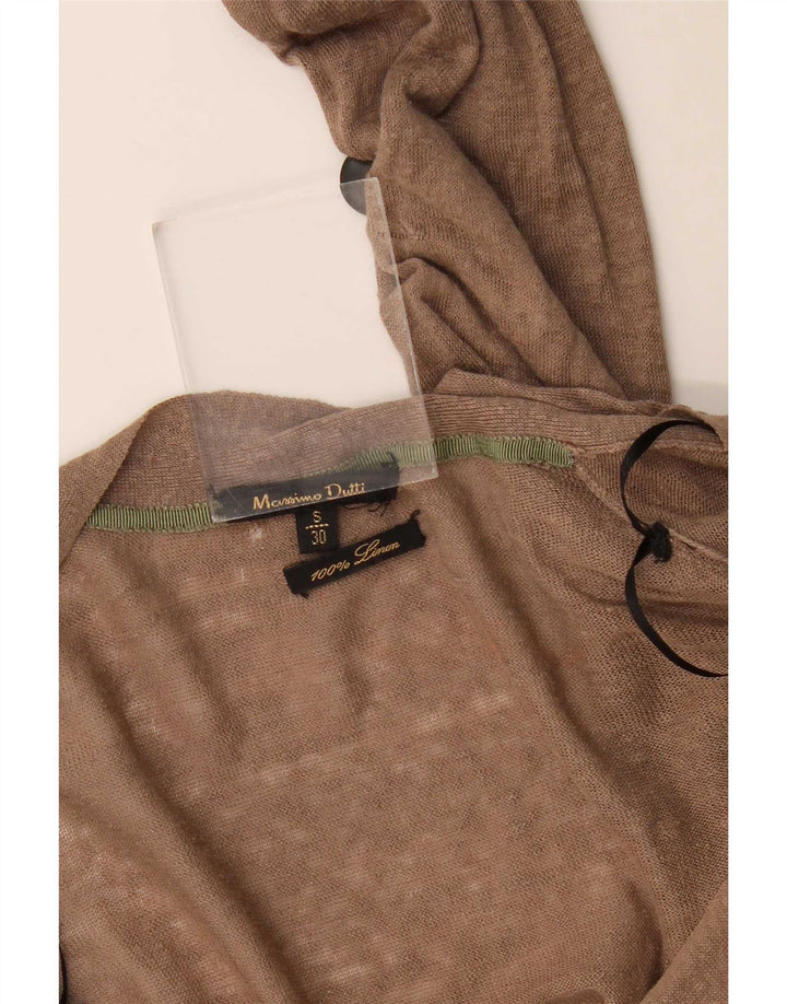 Damski sweter rozpinany Massimo Dutti UK 10 Small Brown Linen