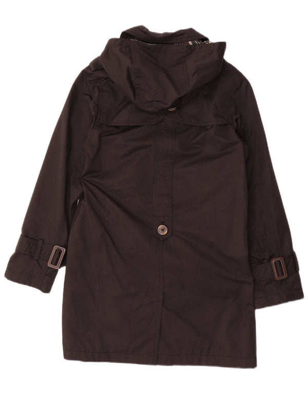 Zara Dziewczęcy płaszcz z kapturem i podwójnymi piersiami, 9-10 lat, czarna bawełna