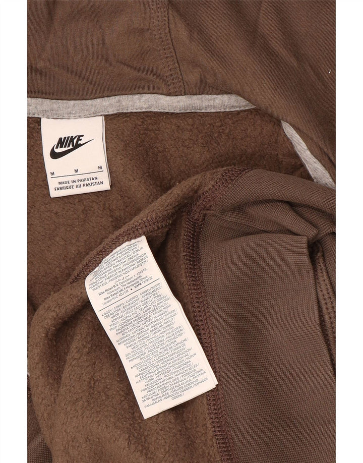 Męski sweter z kapturem i zamkiem błyskawicznym Nike, średniobrązowy, bawełniany
