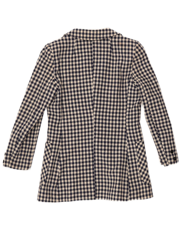 Damska marynarka VINTAGE zapinana na 3 guziki UK 10, mała granatowa kratka