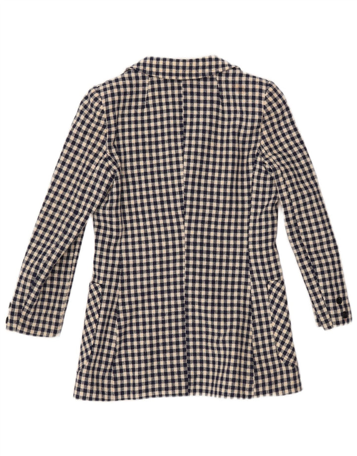 Damska marynarka VINTAGE zapinana na 3 guziki UK 10, mała granatowa kratka