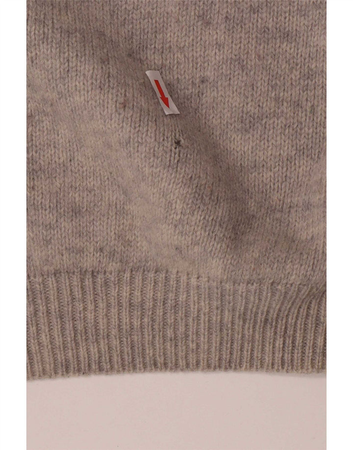 Męski sweter z golfem Sisley XL, szary, z blokami kolorów, wełniany