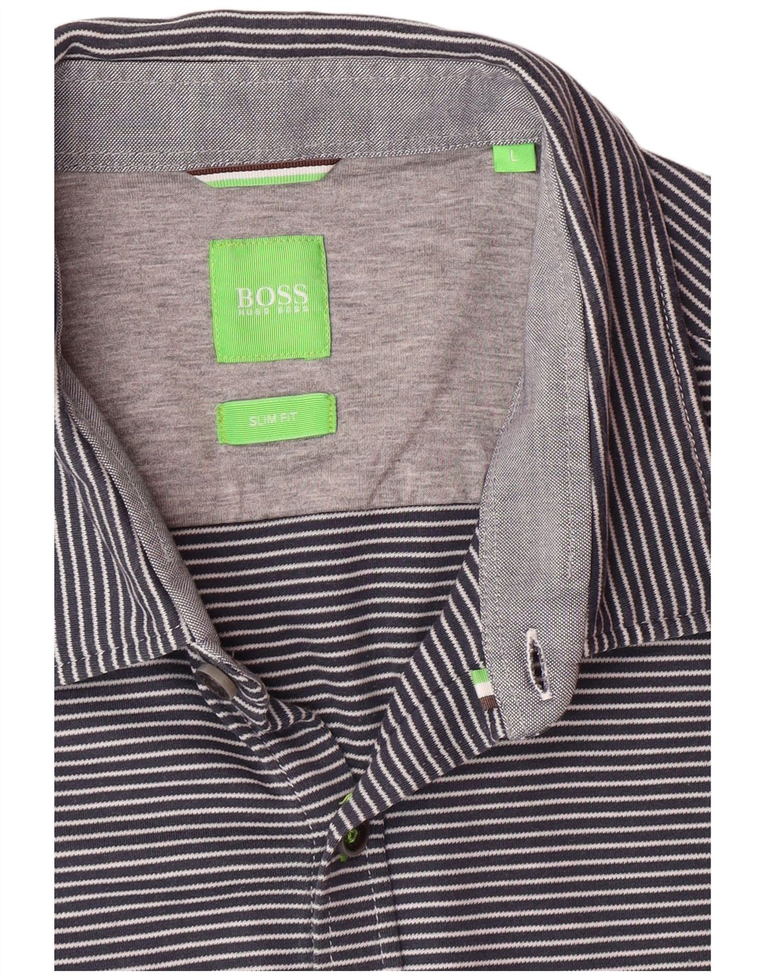 Męska koszula z krótkim rękawem HUGO BOSS Slim Fit w duże granatowe paski