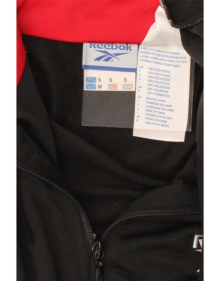 REEBOK Mens Oversized Graphic Tracksuit Top Jacket Small Black Polyester Vintage Reebok and Second-Hand Reebok from Messina Hembry 