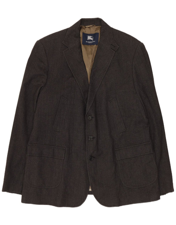 Męska marynarka zapinana na 3 guziki Burberry UK 42 XL Szara wełna w jodełkę