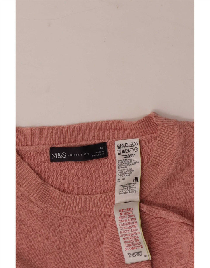 Marks & Spencer Damski sweter z okrągłym dekoltem, UK 14, średni różowy akryl
