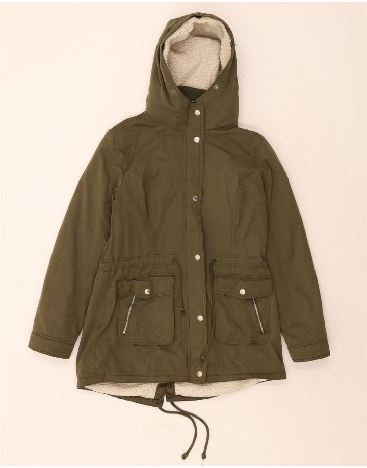 HOLLISTER Womens Hooded Parka Jacket UK 16 Large Khaki Polyester Vintage Hollister and Second-Hand Hollister from Messina Hembry 