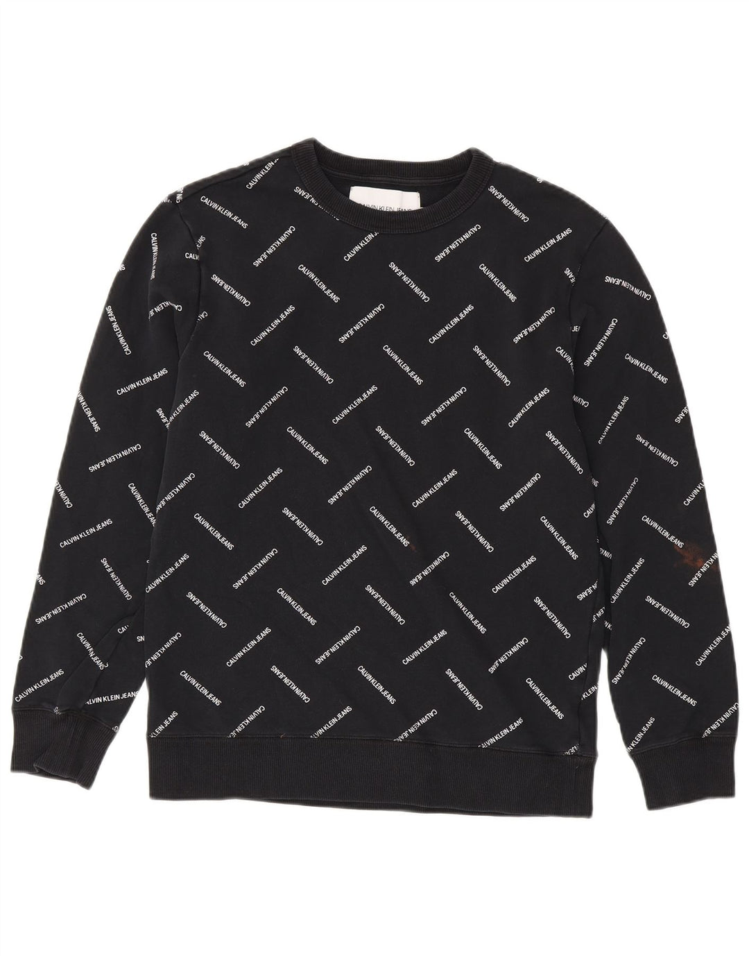 CALVIN KLEIN JEANS Męski sweter z grafiką, średniej wielkości, czarny, bawełniany