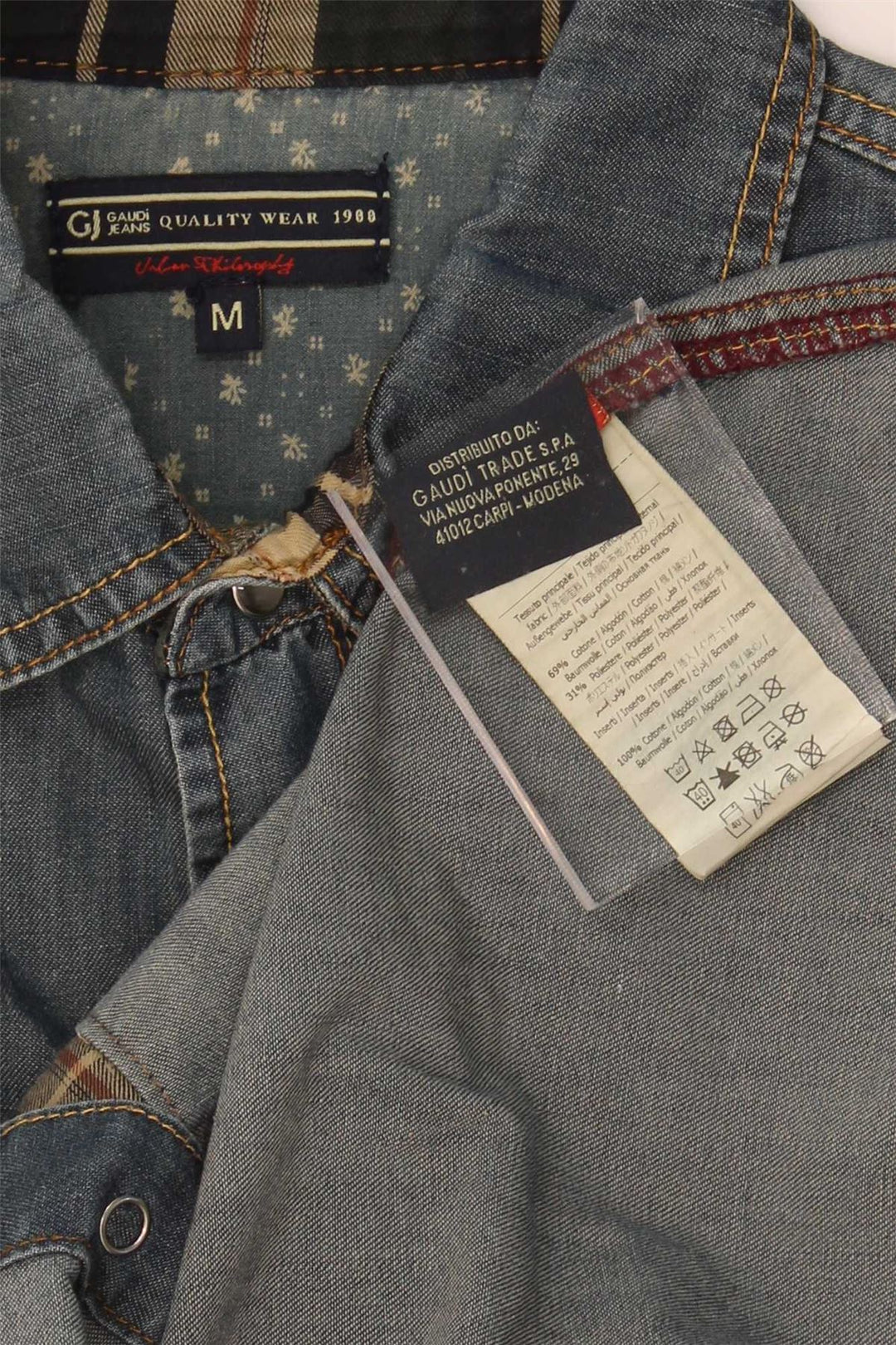 GAUDI Mens Denim Shirt Medium Blue Cotton