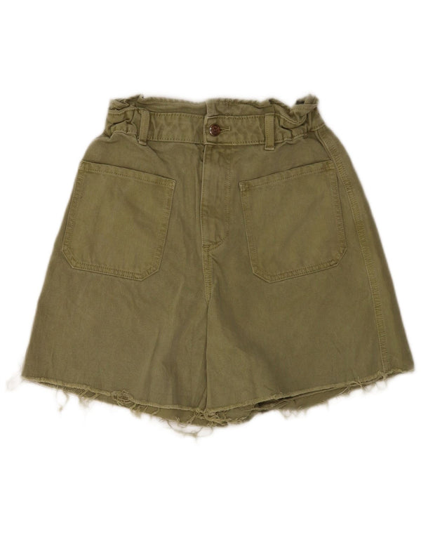 Damskie spodenki jeansowe z wysokim stanem Zara EU 38 Small W28, bawełna khaki