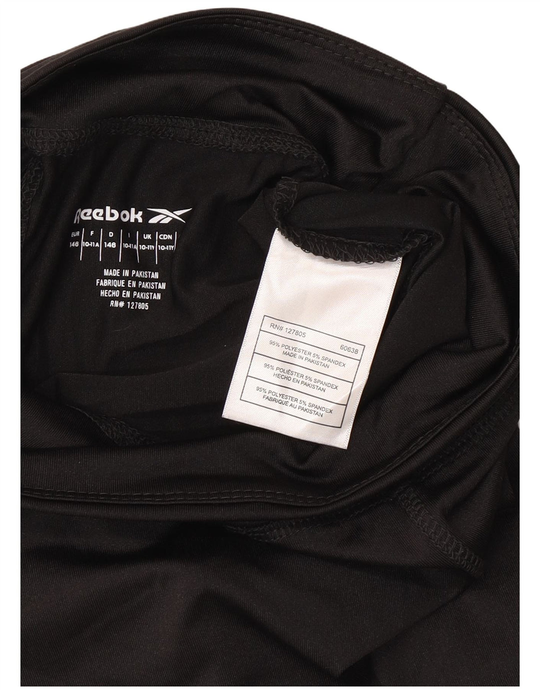 Dziewczęce legginsy Reebok Capri z grafiką 10-11 lat, czarny poliester
