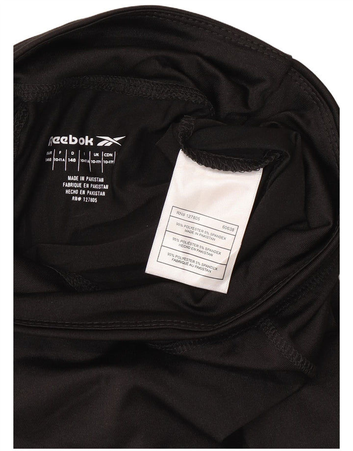 Dziewczęce legginsy Reebok Capri z grafiką 10-11 lat, czarny poliester