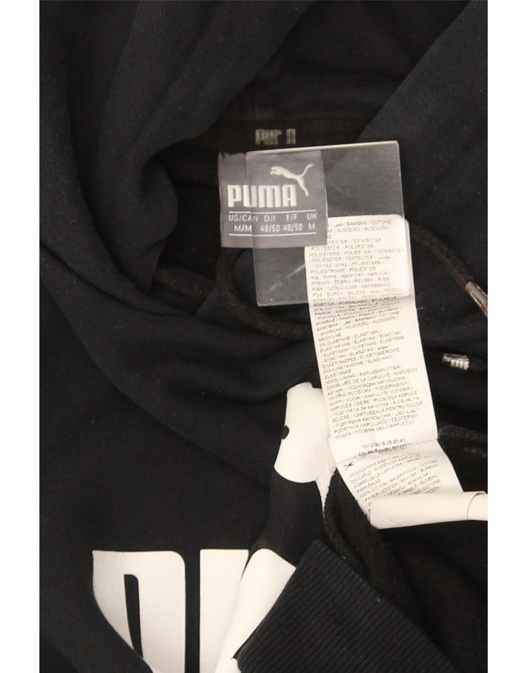 Męski sweter z kapturem i grafiką PUMA, średni czarny, bawełniany