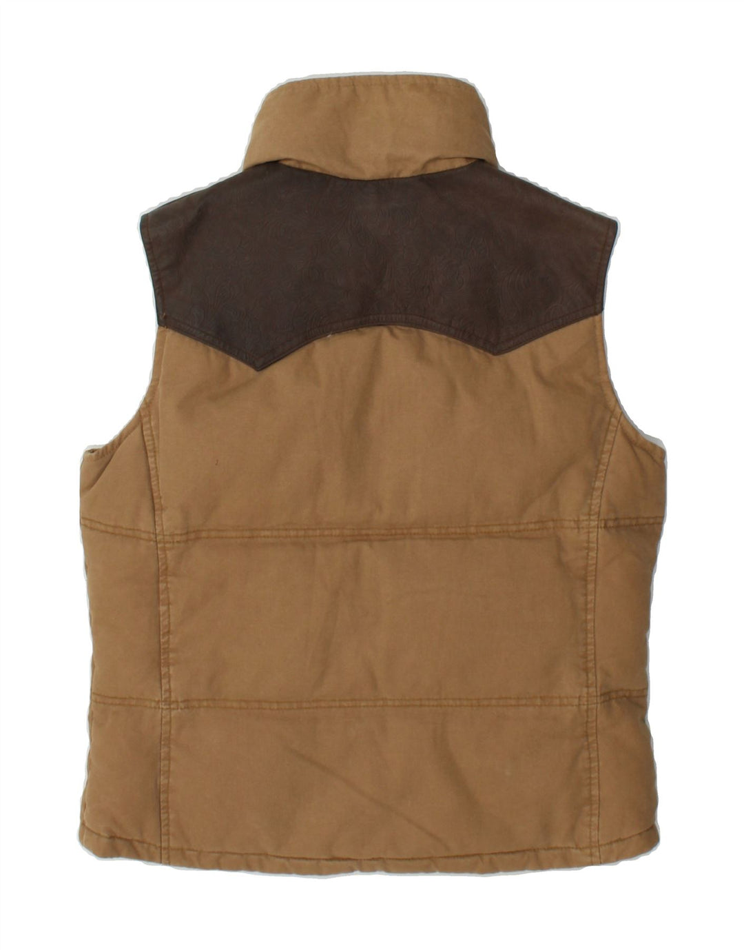 MASSIMO DUTTI Womens Padded Gilet UK 14 Medium Brown Colourblock Vintage Massimo Dutti and Second-Hand Massimo Dutti from Messina Hembry 