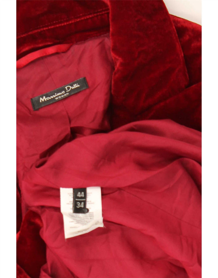Damska marynarka Massimo Dutti zapinana na 1 guzik, aksamitna marynarka EU 44 XL, czerwona wiskoza
