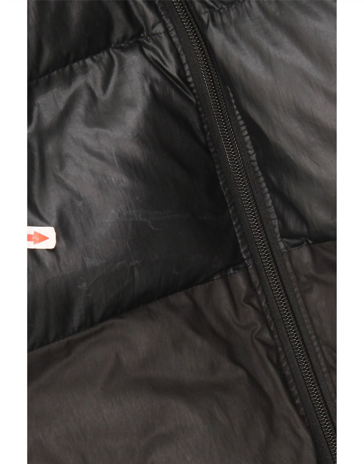 Damska ocieplana kurtka z kapturem ADIDAS UK 16, duży, czarny poliester z blokami kolorów