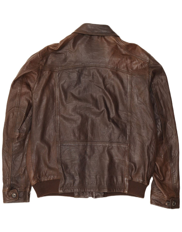 Męska skórzana kurtka użytkowa Massimo Dutti UK 44 2XL brązowa