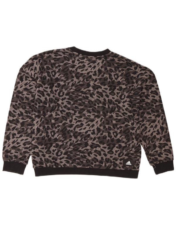 Damska bluza Adidas Graphic Jumper UK 16/18 Duży szary nadruk zwierzęcy