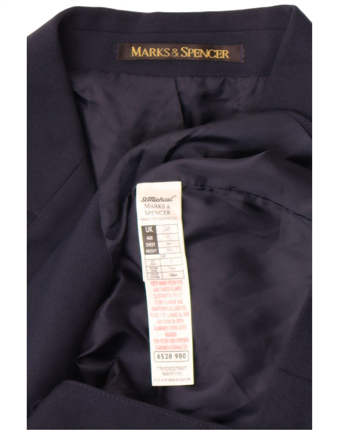 Marks & Spencer Chłopięca marynarka zapinana na 2 guziki 10-11 lat Granatowa, poliester