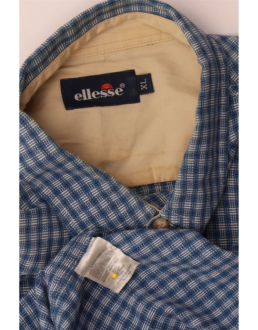 Męska koszula z krótkim rękawem Ellesse XL w niebieską kratkę, bawełniana