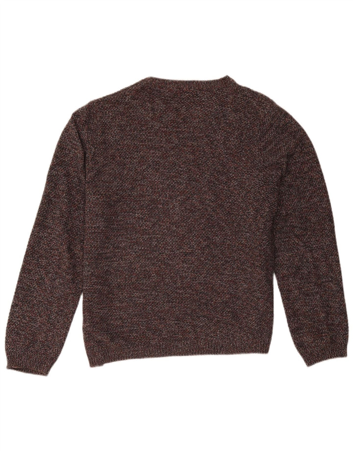 Marks & Spencer Damski sweter z okrągłym dekoltem, duży, szary, bawełniany w plamki