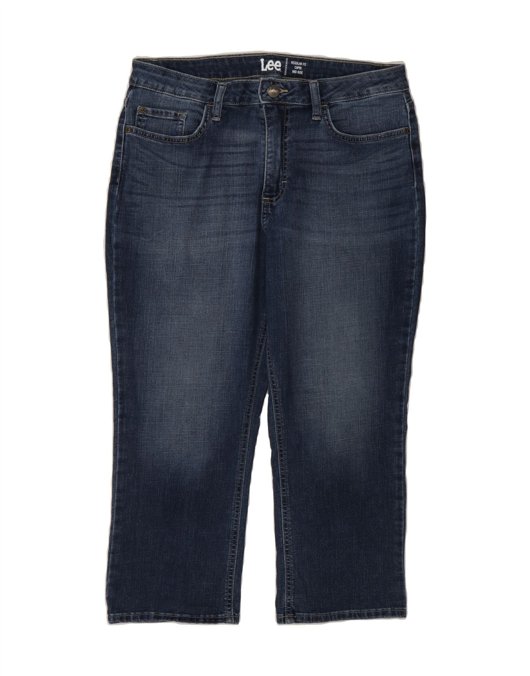LEE Womens Regular Fit Mid Rise Capri Jeans US 12 Large W36 L10 Blue Vintage Lee and Second-Hand Lee from Messina Hembry 