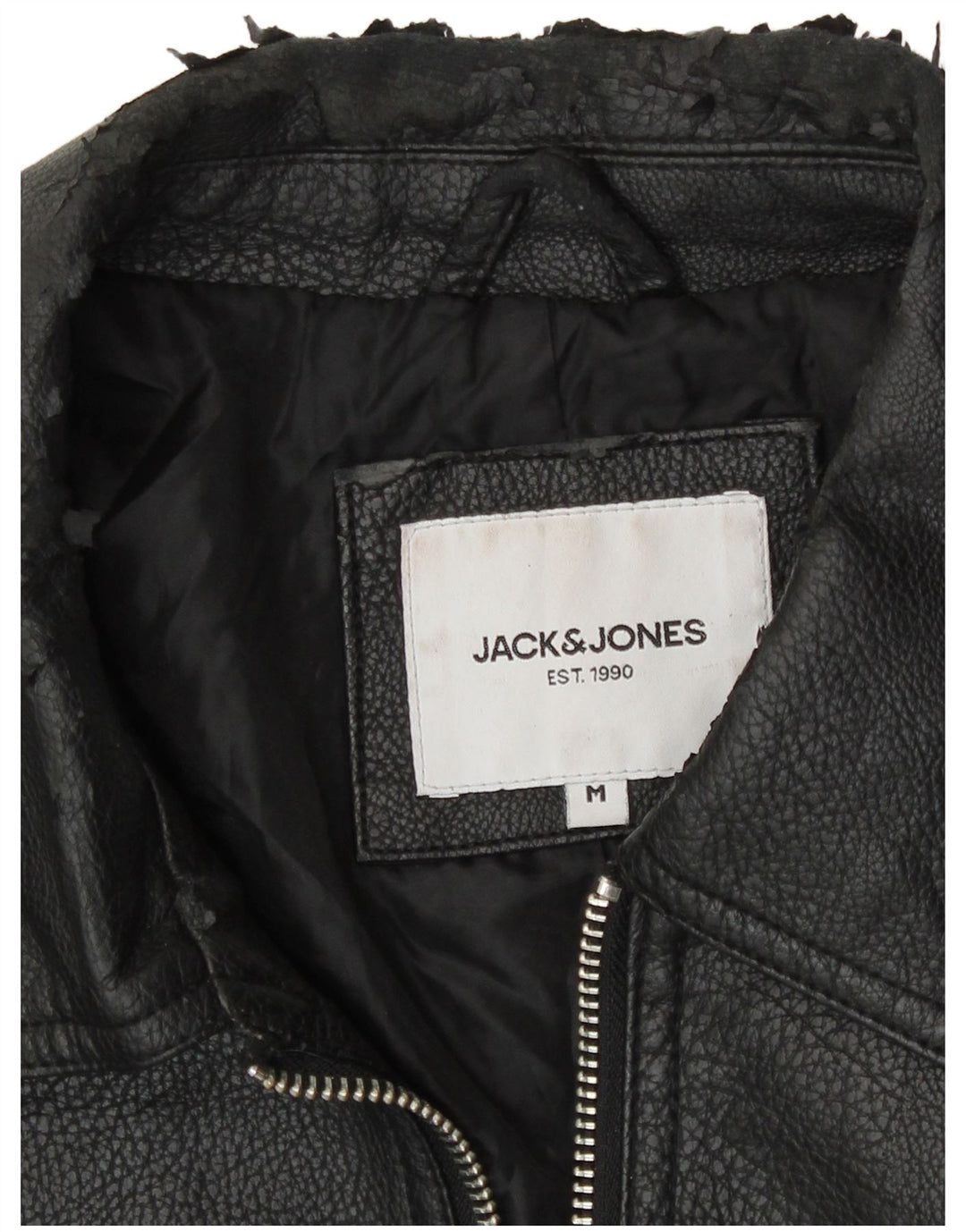 Męska kurtka ze sztucznej skóry Jack & Jones UK 38, średni czarny poliester