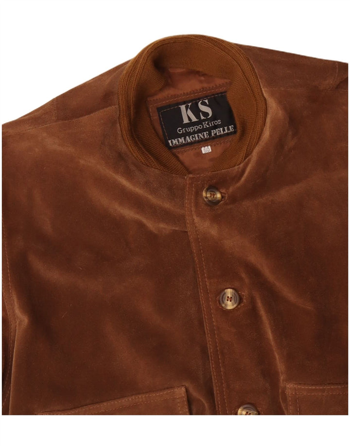 Męska zamszowa kurtka bomberka VINTAGE IT 50, duża brązowa skóra