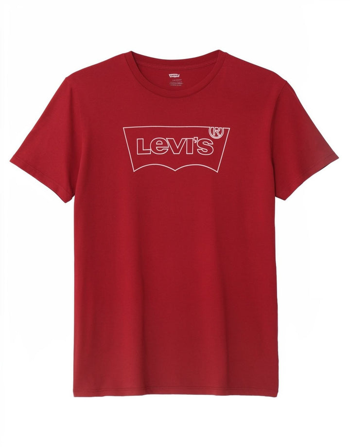 Męski T-shirt z grafiką Levi's, duży, czerwony, bawełniany