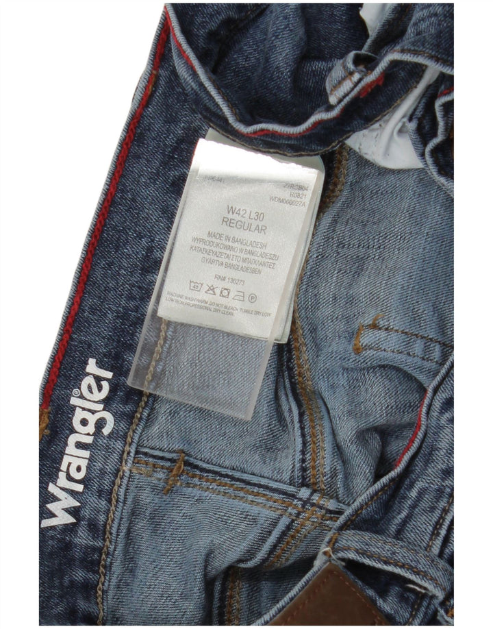 Męskie jeansy Wrangler o prostym kroju W42 L30, niebieskie, bawełniane