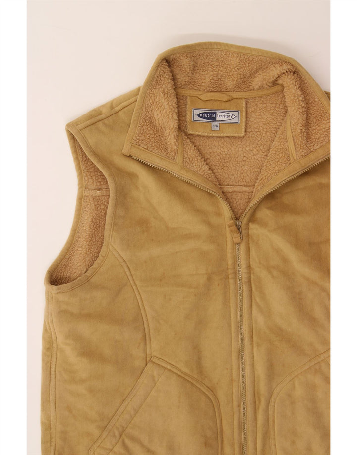 VINTAGE Womens Sherpa Fleece Gilet UK 14 Medium Brown Polyester Vintage Vintage and Second-Hand Vintage from Messina Hembry 