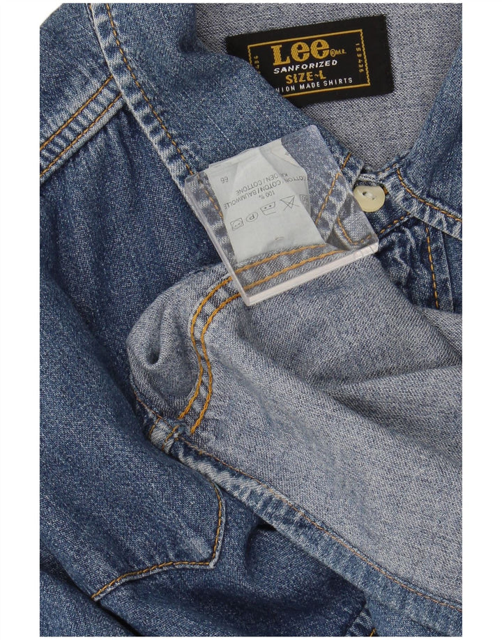 LEE Męska koszula dżinsowa, duża, niebieska, bawełniana