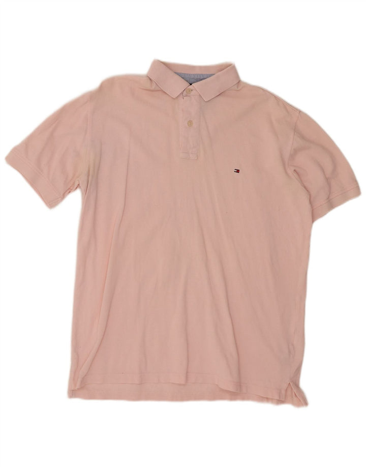 TOMMY HILFIGER Mens Polo Shirt Large Pink Cotton
