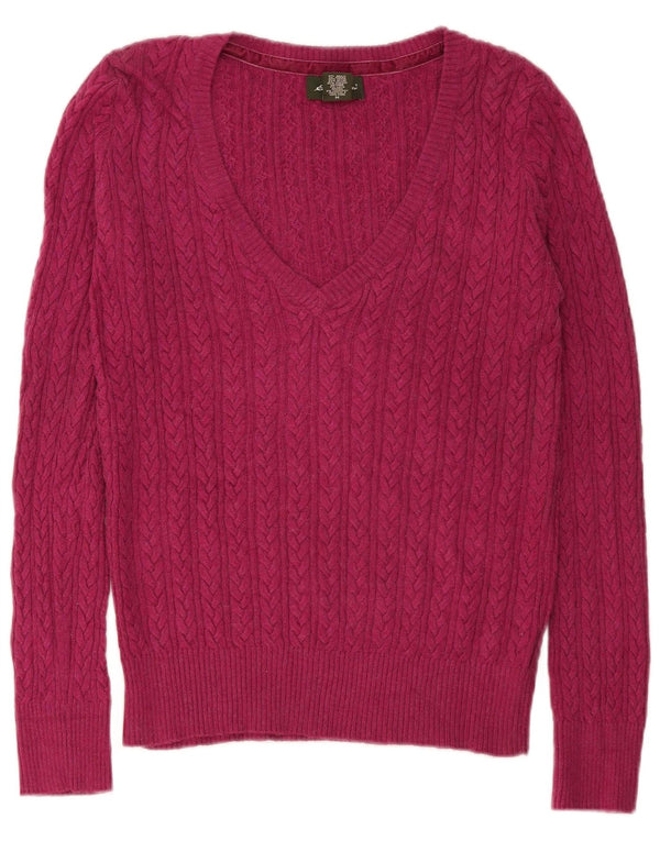 Sweter damski Eddie Bauer z dekoltem w kształcie litery V, UK 14, średni różowy bawełniany