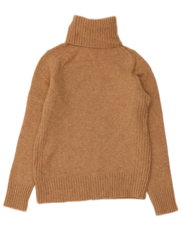 MARKS & SPENCER Damski sweter z golfem UK 8 Small Beżowa wełna