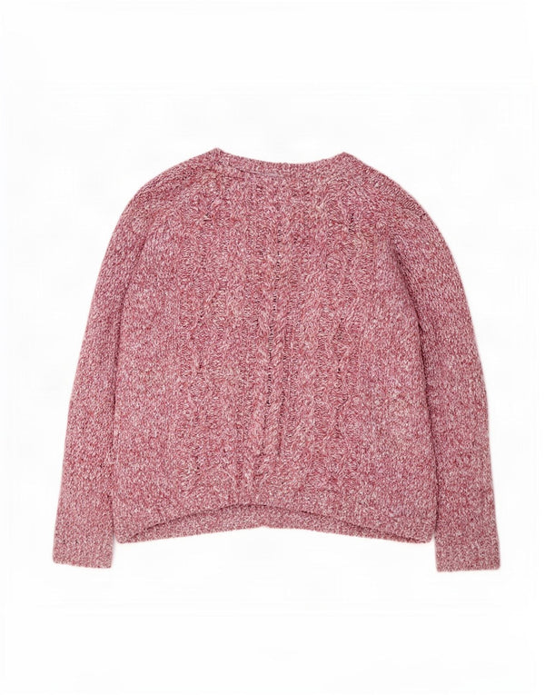 Damski sweter z okrągłym dekoltem Fat Face UK 18 XL, różowy, bawełniany nakrapiany