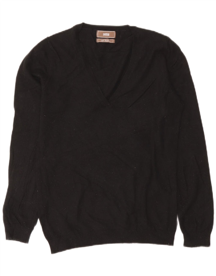 Sweter damski Marks & Spencer z dekoltem w kształcie litery V, UK 12, średni czarny wiskoza