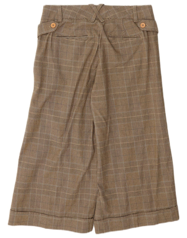 Damskie spodnie capri Lee z szerokimi nogawkami US 7/8 Medium W30 L20 Brązowa bawełniana krata