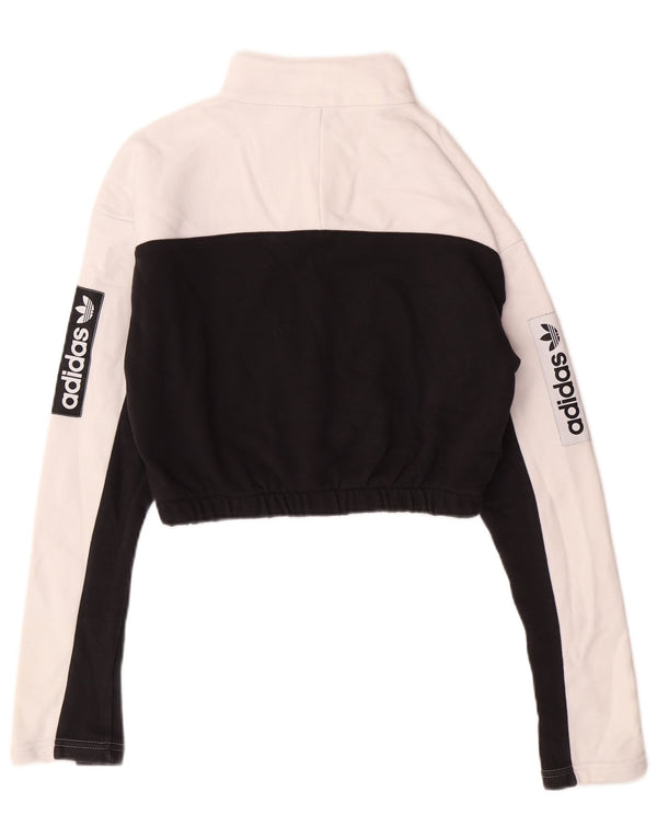 Damska bluza ADIDAS Crop Graphic Jumper UK 8 Small White Colorblock