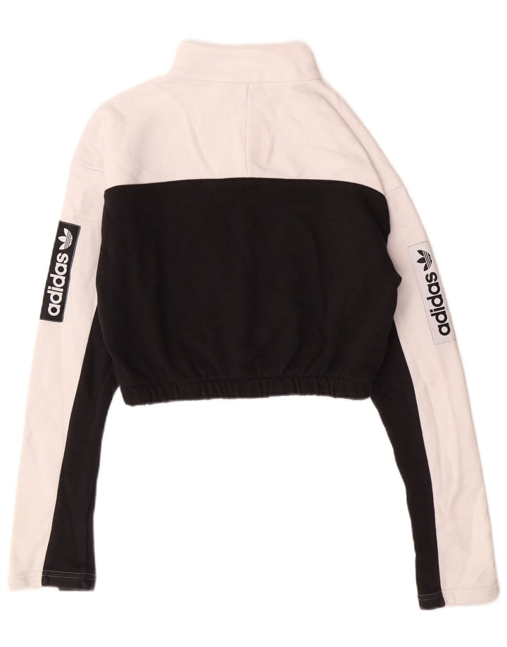 Damska bluza ADIDAS Crop Graphic Jumper UK 8 Small White Colorblock