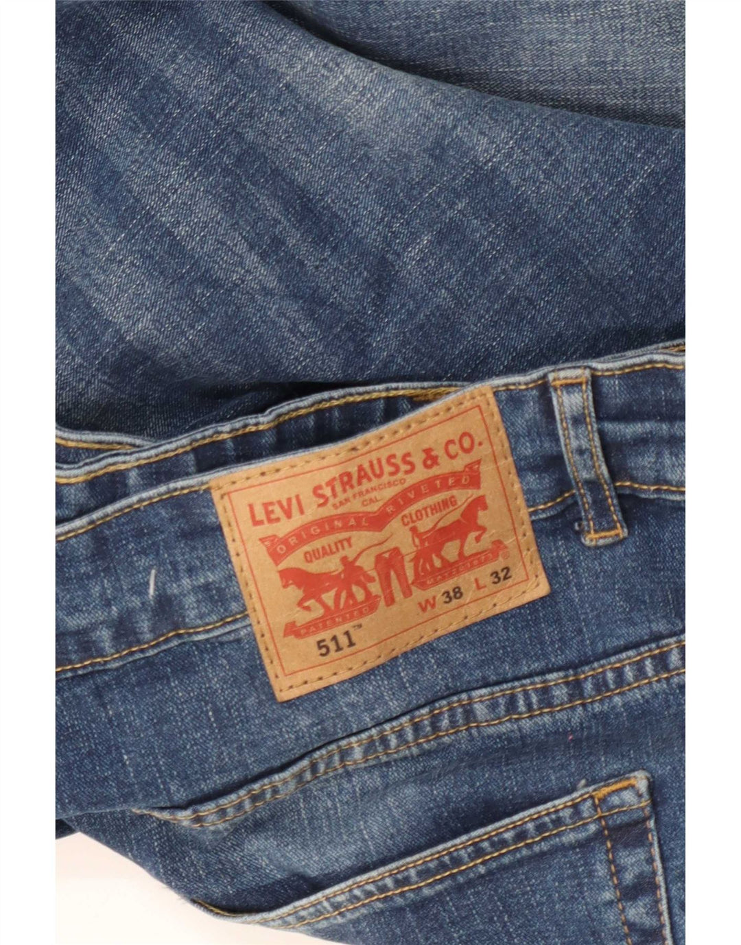Męskie jeansy Levi's 511 z wysokim stanem W38 L32 Niebieska bawełna