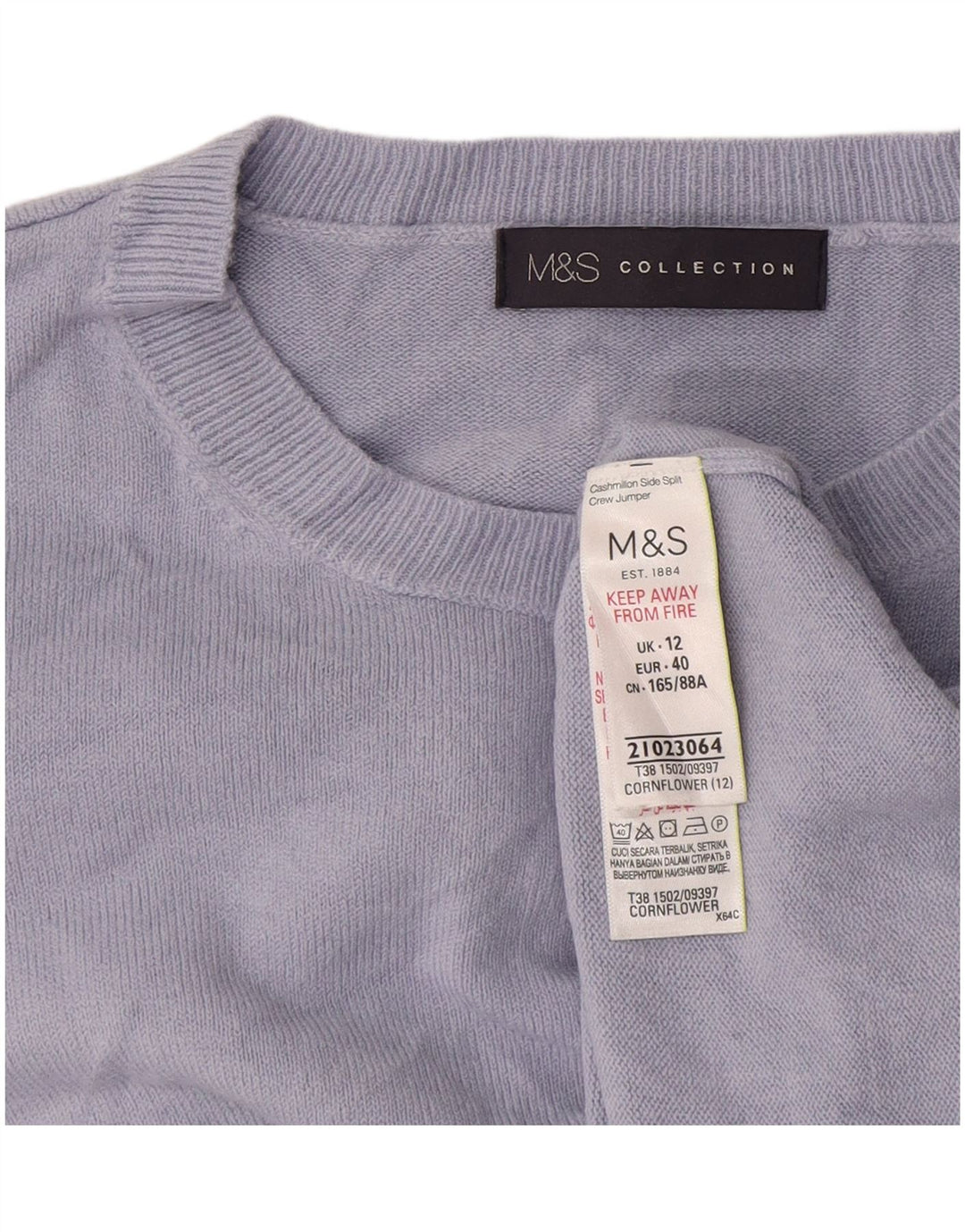 Marks & Spencer Damski sweter z okrągłym dekoltem UK 12 Średni niebieski akryl