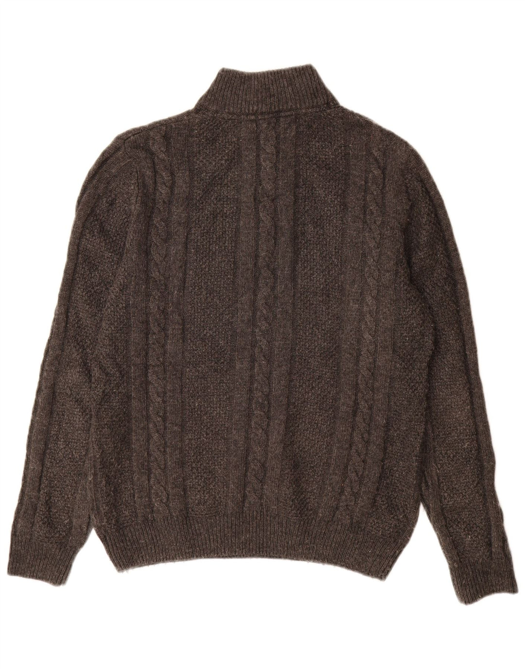 Crew Clothing Męski sweter z zamkiem błyskawicznym, duży, szary, wełniany