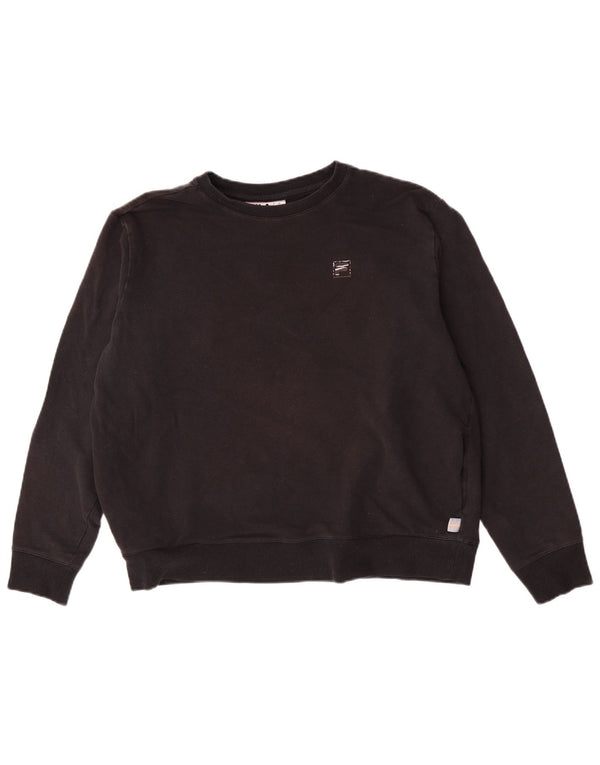 Fila Womens Oversized Sweatshirt Jumper UK 16 Large Black Cotton