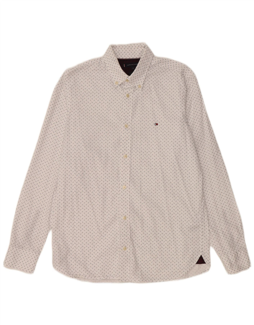 Męska koszula slim fit Tommy Hilfiger, średnia, biała bawełna w cętki
