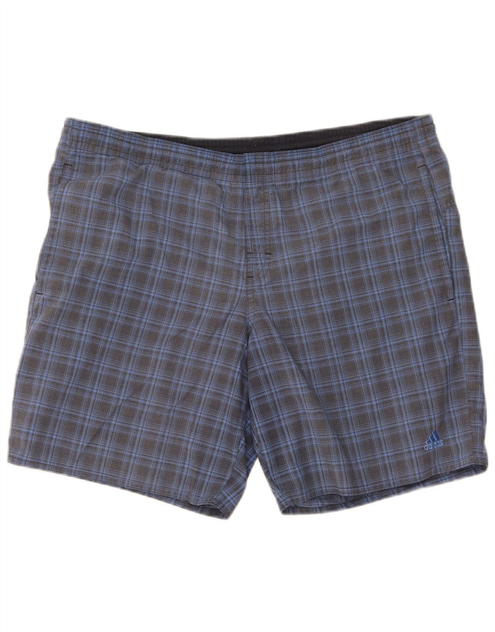ADIDAS Mens Swimming Shorts Medium  Blue Check Polyester