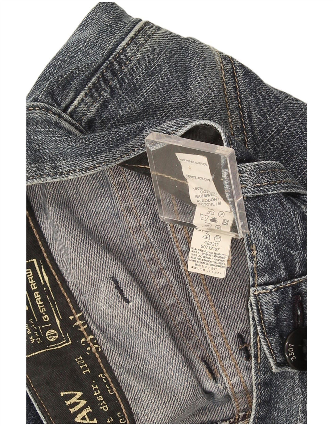Męskie jeansy Bootcut G-Star 3301 W36 L34 Niebieska bawełna